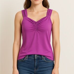 NWT Ruched Purple Tank Top with Feminine Details